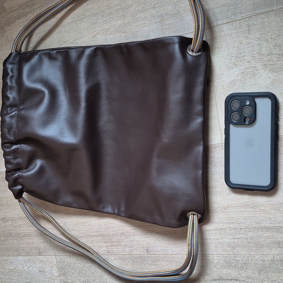 NWOT Leather Drawstring Backpack - Picture 5 of 5